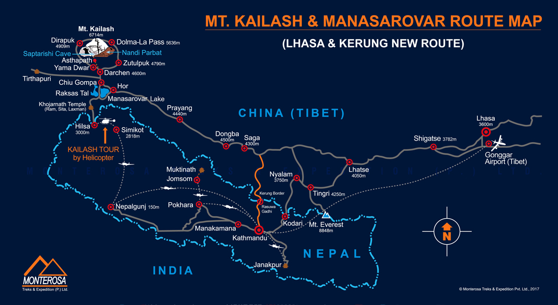 Kailash Tour Route Map 